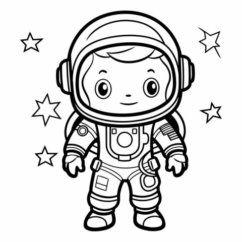 Coloring book for children - Astronaut in space suit with stars