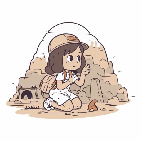 Cute little girl exploring the ancient city of Petra