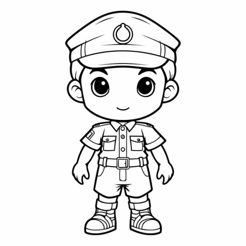 Coloring book for children: Boy in police uniform (policeman)