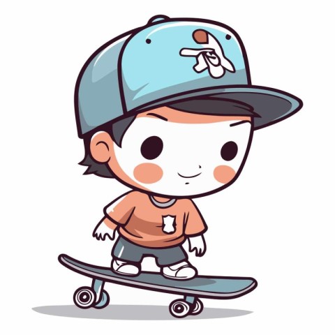 Boy Skateboarding - Cartoon Vector IllustrationÃ¯Â»Â¿