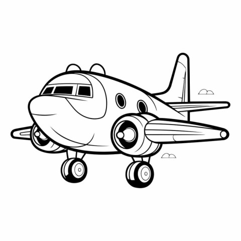 Airplane icon of a cartoon airplane on a white background.