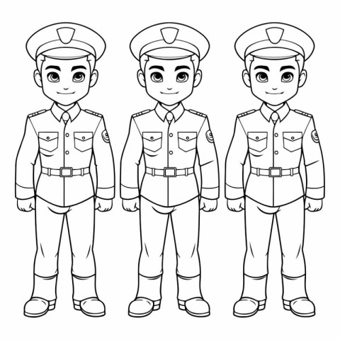 Policeman in uniform. Coloring book for children.