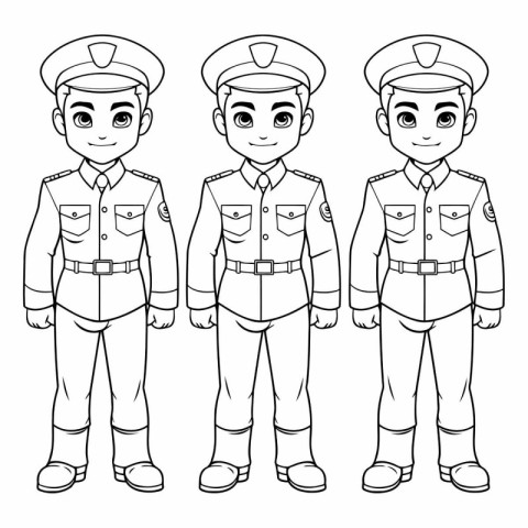 Policeman in uniform. Coloring book for children.