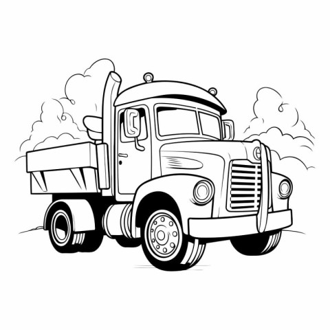 Vector illustration of a retro truck on a white background. Mono