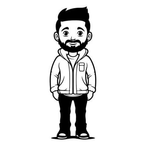 Hipster man with beard and mustache cartoon vector illustration