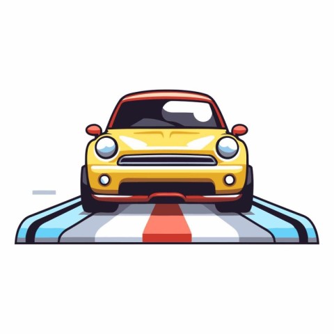 Car on the road icon. Cartoon illustration of car on the road ve