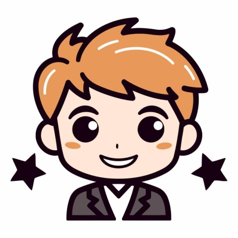 Cute cartoon boy of a little boy in a suit.