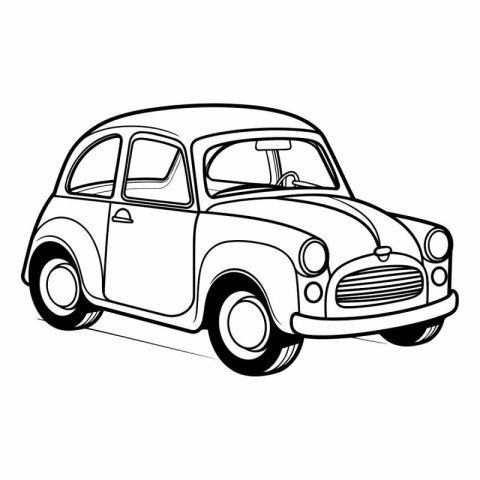 Retro car isolated on white background. Vector hand drawn illust