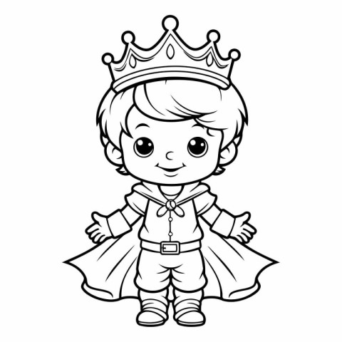 Coloring Page Outline Of cartoon prince with crown.