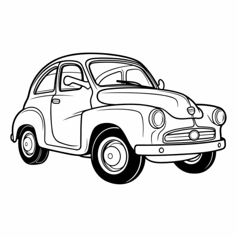 Retro car isolated on white background. Hand drawn vector illust