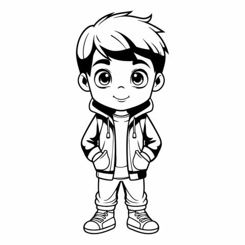 cute boy with winter clothes cartoon vector illustration graphic