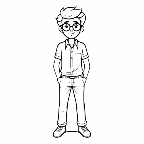 young man with glasses cartoon vector illustration graphic desig