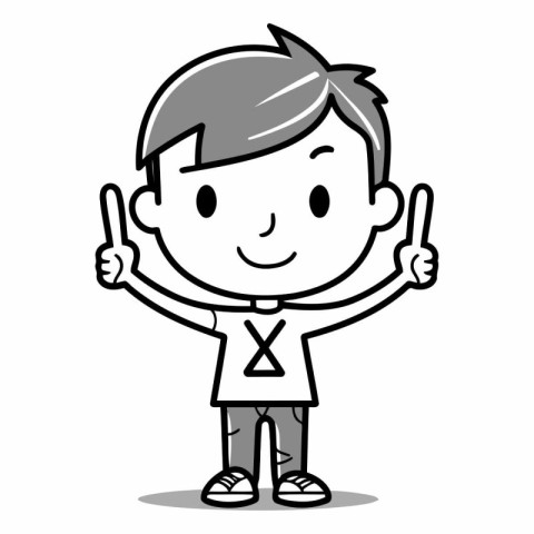 Boy Pointing to Something - Cartoon Vector IllustrationÃ¯Â»