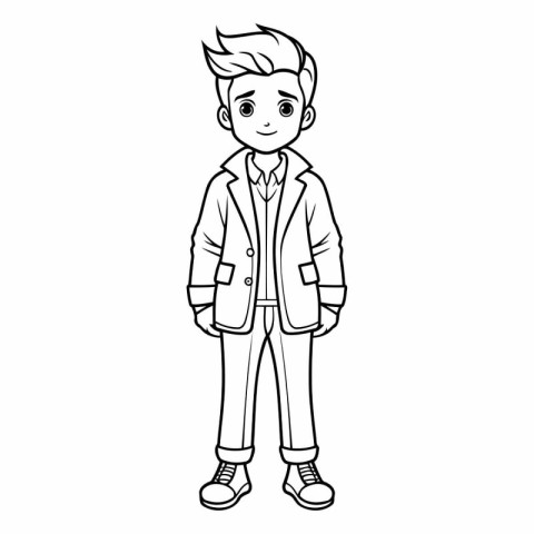 young man with coat cartoon vector illustration graphic design i