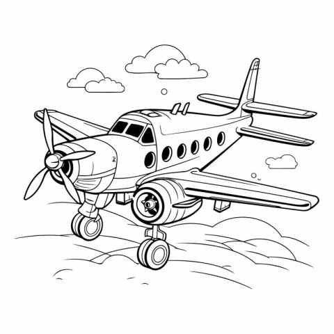 Airplane in the sky. Coloring book for children.