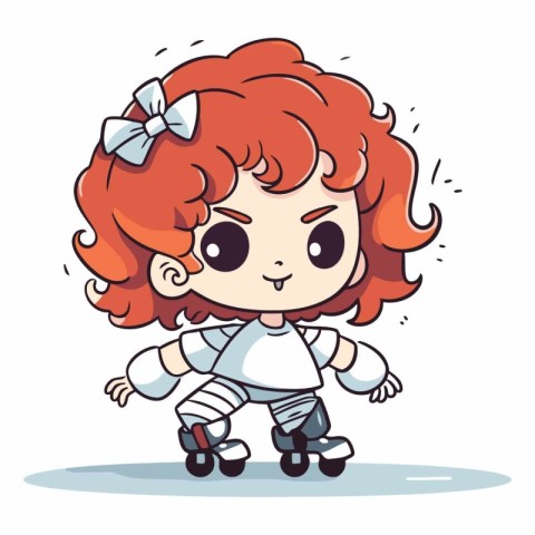 Cute Cartoon Red Haired Girl Character.