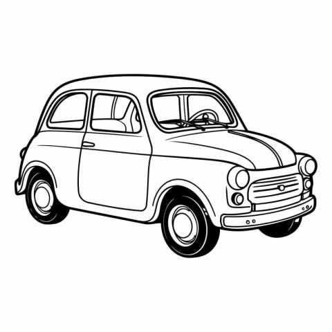 Retro car isolated on white background. Vector hand drawn illust