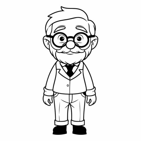 Grandfather with glasses cartoon vector illustration graphic des