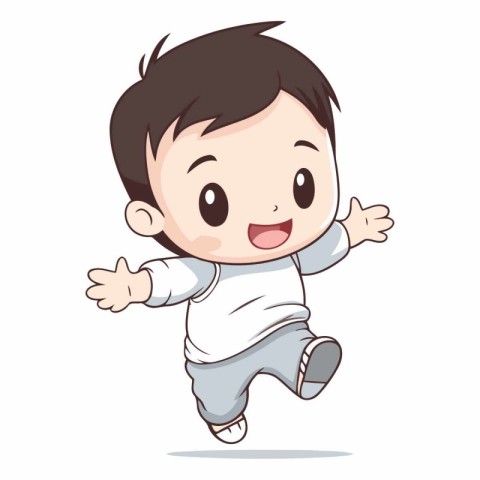 cute boy running on white background. eps10