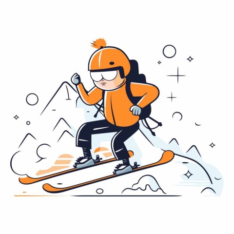 Snowboarder. Winter sport in flat style.