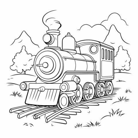 Steam locomotive. Coloring book for children.