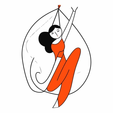 Illustration of a girl doing acrobatic exercises on a white back