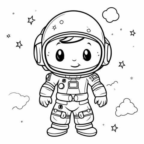 Cute cartoon astronaut. Coloring book for children.