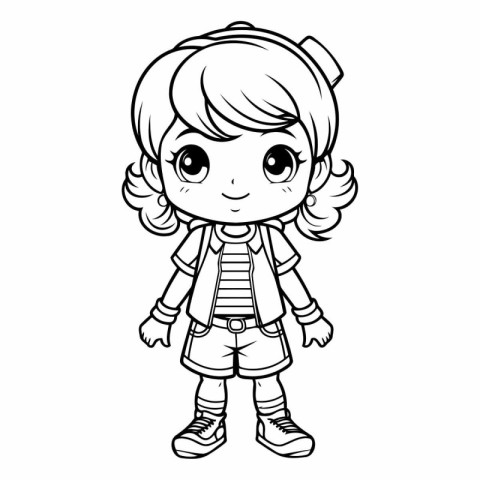 Coloring book for children: girl in scout costume