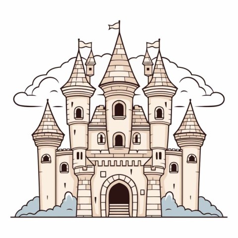 Fairytale castle in cartoon style for your design