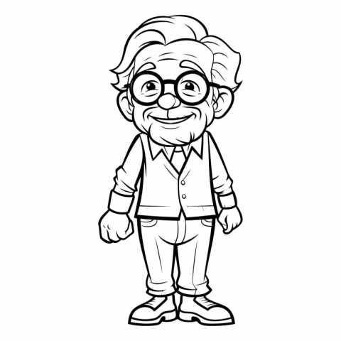 Grandfather Cartoon Mascot Character Vector Illustration. Suitab