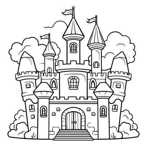 Coloring book for children: fairy tale castle.