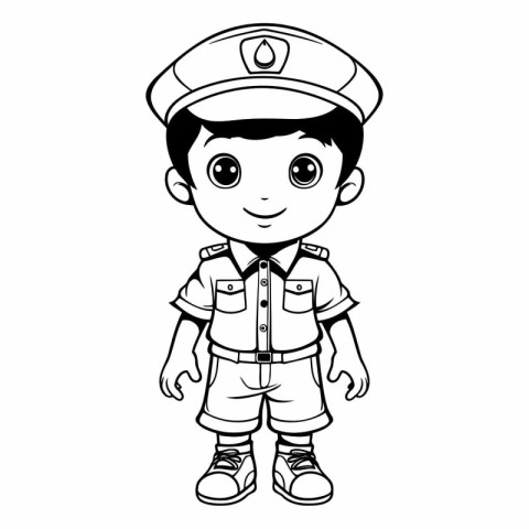 cute police boy cartoon vector illustration graphic design vecto