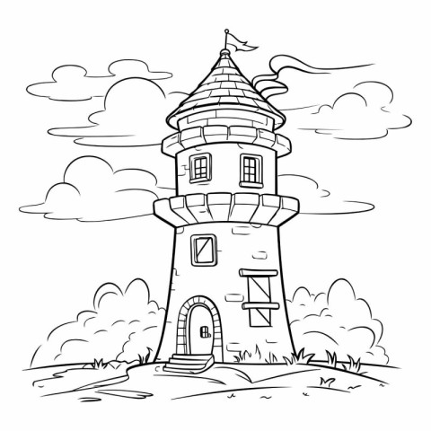 Coloring book for children: Fairytale castle.