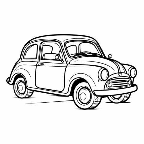 Vintage car isolated on white background. Hand drawn vector illu