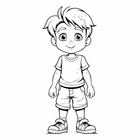 Cute cartoon boy for coloring book. Isolated on white background