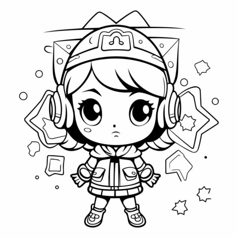 Coloring Page Outline Of Cartoon Astronaut Girl Vector Illustrat