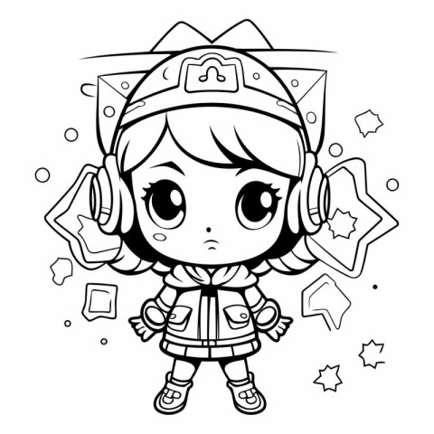 Coloring Page Outline Of Cartoon Astronaut Girl Vector Illustrat