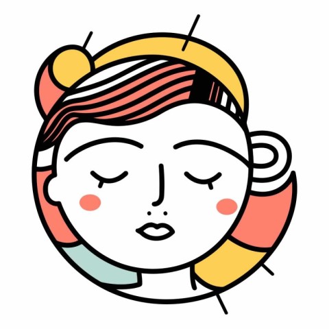 Vector illustration of a girl with closed eyes and a headband.