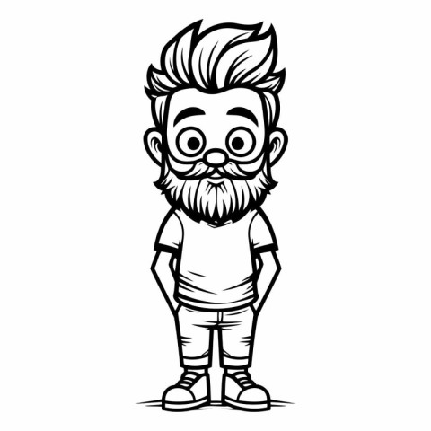 Bearded Hipster Cartoon Mascot Character Vector Illustration.