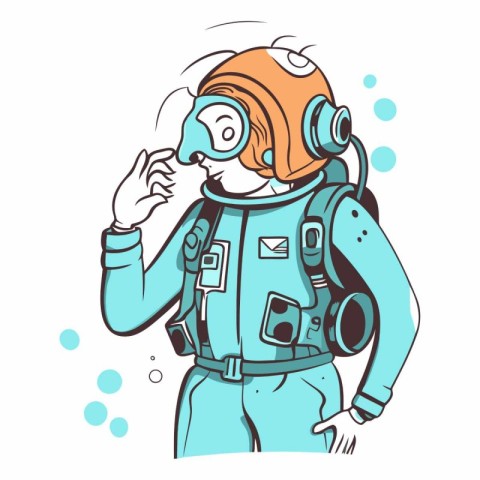 Astronaut in spacesuit of a cartoon character.