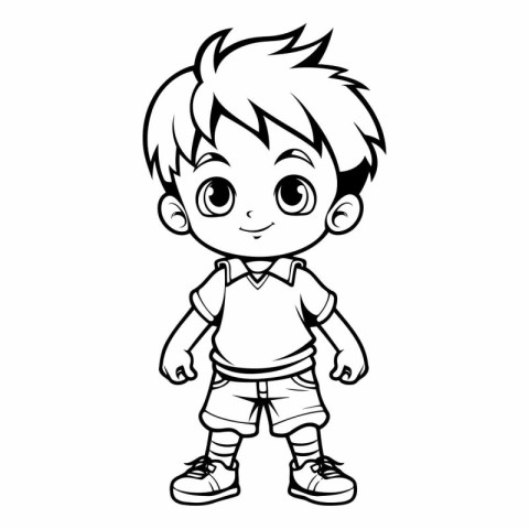 Cute little boy cartoon isolated on white background vector illu