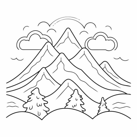 Mountain landscape. Outline drawing for your design