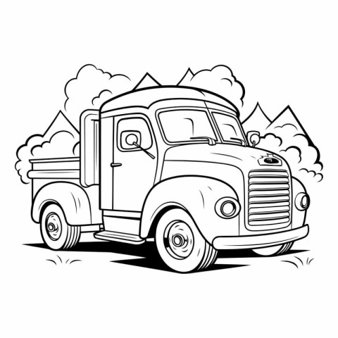 Vector illustration of a pick-up truck on a white background.