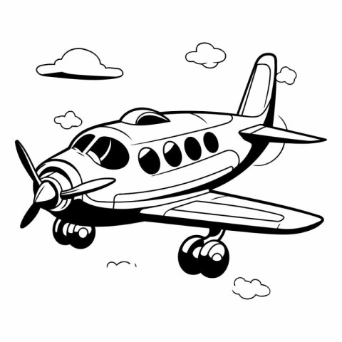 Airplane flying in the sky of a cartoon airplane.
