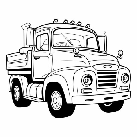 Illustration of a Pickup Truck on White Background - Coloring Bo