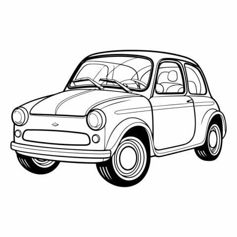 Retro car isolated on white background. Hand drawn vector illust