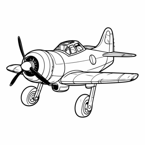 Vintage airplane. Hand drawn vector illustration in doodle style