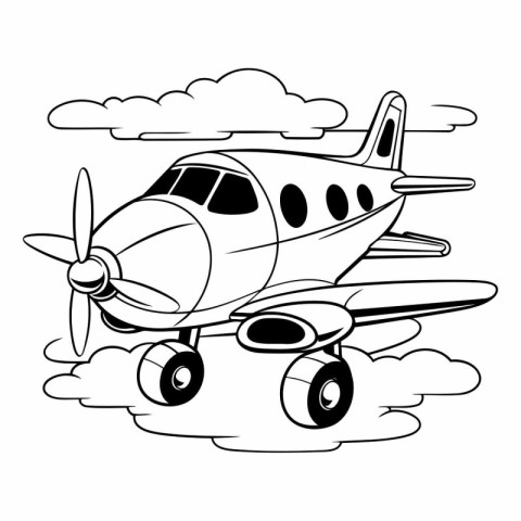 airplane flying in the clouds icon cartoon vector illustration g