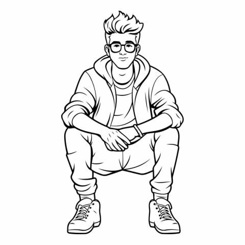 Hipster Guy in Casual Clothes. Vector Cartoon Illustration