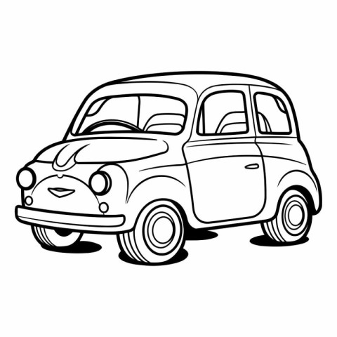 Illustration of a retro car in black and white isolated on a whi